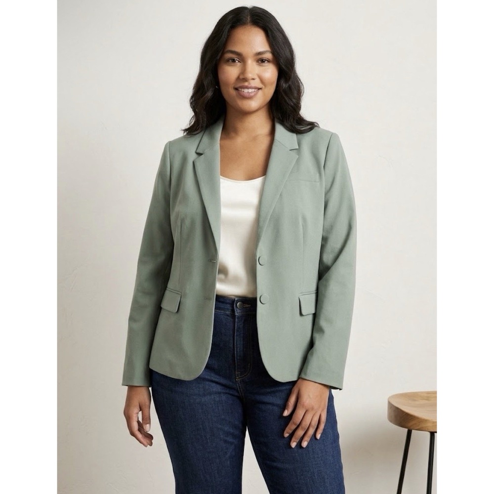 J.Crew Blazer Sage Green Tailored Stretch Jacket Size 16